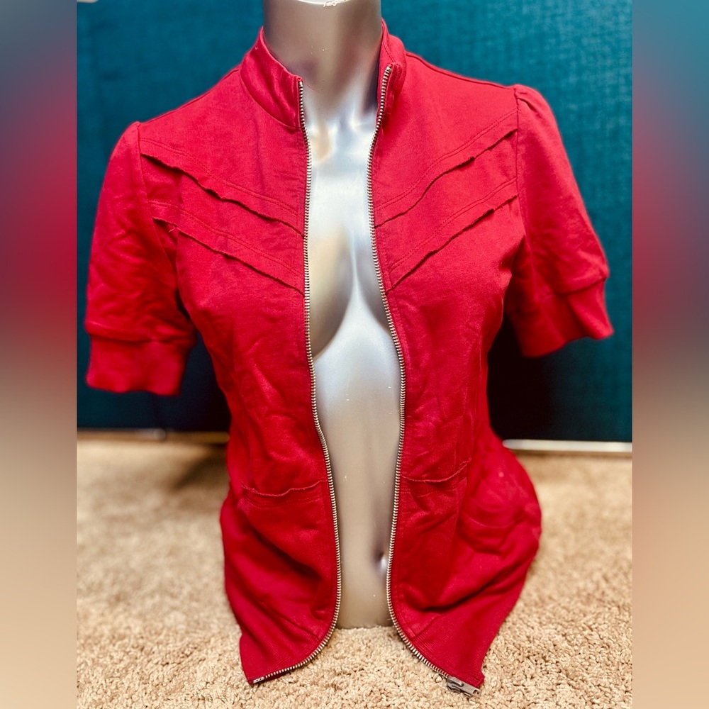 Red Hiatus Medium Crop Zip-up Jacket